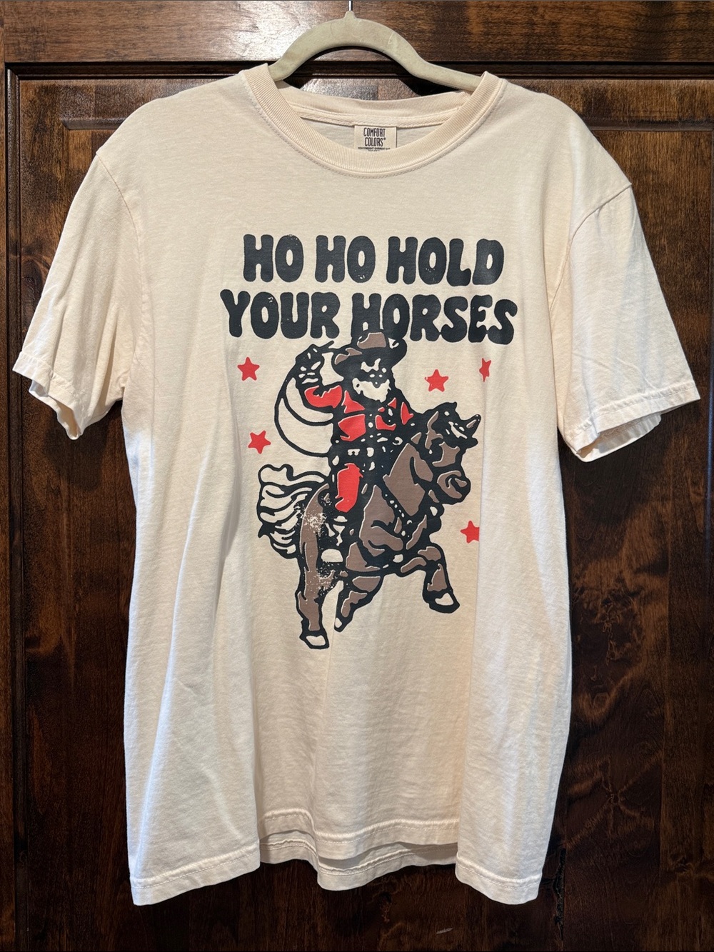 Comfort Colors Cream Western 'Ho Ho Hold Your Horses' Graphic Tee